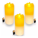 Kit 3 Velas De Led Eletr�nica Chama Viva 6 Pilhas Aa
